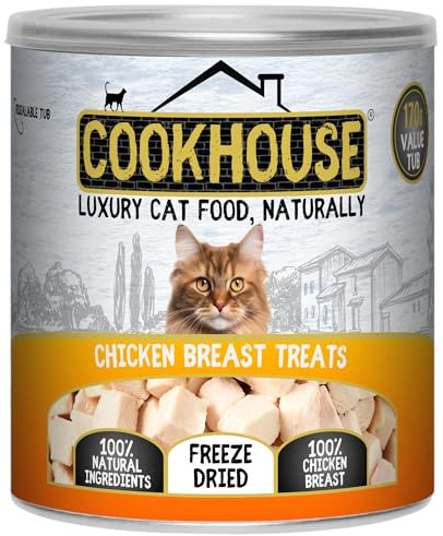 COOKHOUSE 100% Chicken Breast Freeze Dried Luxury Cat Treats - 170g Value Tub - 100% Natural - Grain Free - High Protein - Low Fat