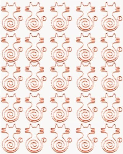 100PCS Cute Cat Shape Paper Clips Funny Bookmarks Planner Clips Metal Decorative Clips Paper Clamps for School Office Home (Rose Gold)