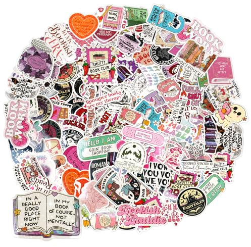 150 PCS Book Stickers - Waterproof Romance Holographic Bookish Stickers | Pink Glitter Vinyl Stickers for Scrapbook Laptop Computer Phone Water Bottle Travel Case Bottle for DIY Crafts, Junk Diary