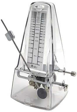 NALU Metronom - Klassisches mechanisches Aufziehdesign mit Glocke für Klavier, Gitarre, Violine & alle Instrumente (N-Transparent)