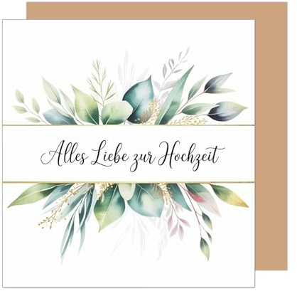 Edition Seidel Premium quadratische Glückwunschkarte zur Hochzeit mit Umschlag. Hochzeitskarte Grußkarte Karte für Mann & Frau Brautpaar Vermählung liebe Wünsche (HQ159 SW025)