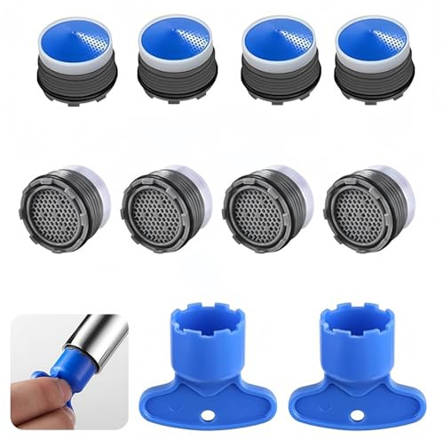 Aireador Grifo Lavabo M18.5, 8 Piezas Plástico Filtro Grifo Lavabo Aireador Grifo Cocina con 2 Llaves de Aireador para grifos de baño y cocina