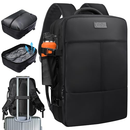 EasySpeed Sac à Dos Sous Vide, Système de Compression D'air Extensible de 80 l, Résistant à L'eau Et Approuvé Par la TSA, Idéal Pour Les Voyages, Ordinateur Portable 19 “, Noir (Pompe à Vide Incluse)