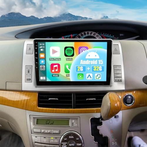 10 inch Android 15 Car Stereo Radio for Toyota Estima Tarago 2006-2016, 2+32G IPS Touch Screen Display Radio Vedio Player with CarPlay Android Auto GPS Navigation Wifi FM/RDS DSP SWC Mirror Link