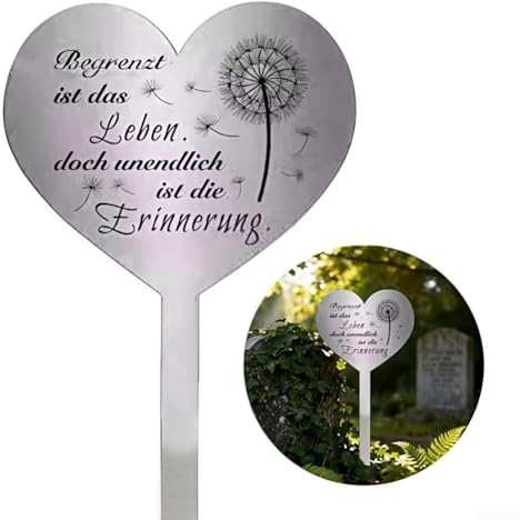 Decorazione per tomba a forma di cuore in acciaio inossidabile, per uso commemorativo in giardino, con materiale resistente alle intemperie per esposizione esterna durevole (B)