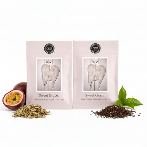 2er Set Duftsäckchen Sweet Grace Warmer Raumduft Duftbeutel | Warmer Duft mit Passionsfrucht, Tee und Patchouli - für Kleiderschrank, Wohnzimmer und Auto, langanhaltend bis zu 4 Monate