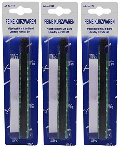 Preisjubel 6X Wäschestift mit 2m Band zum Aufbügeln, Textilstift, Stoffstift, Markierstift