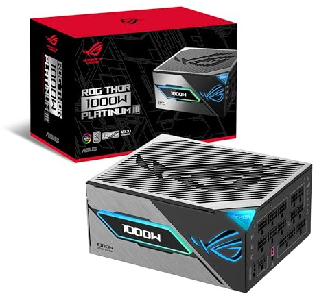ASUS ROG Thor 1000W Platinum III Gaming Netzteil (Vollmodulares ATX Netzteil, OLED Display, GPU-First, Cybenetics Platinum Zertifizierung, GaN-MOSFET, ATX 3.1, PCIE 5.1, 12V-2x6 Connector)