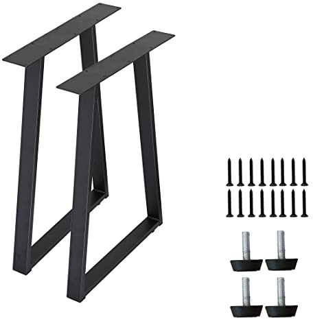 H JINHUI Lot de 2 pieds de table trapézoïdaux robustes avec vis pour table basse industrielle, table basse avec vis pour table de petit-déjeuner, bar, banc, table de bureau (l 50 x H)