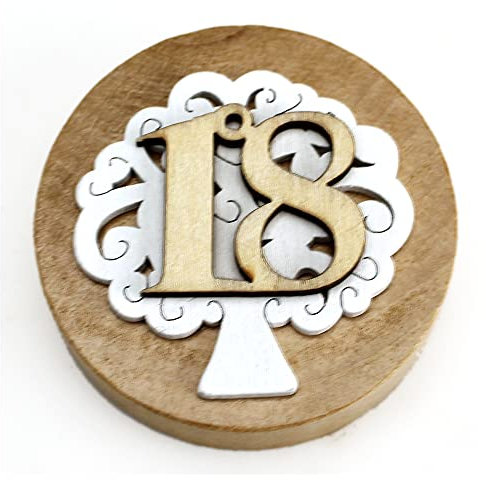 DLM 32772 (Kit 12 Pezzi) Apri Bottiglie Apribottiglie con Calamita Moderno Design Tondo in Legno + Scatolina in bambù Albero della Vita Festa 18 Anni Diciottesimo Compleanno bomboniera