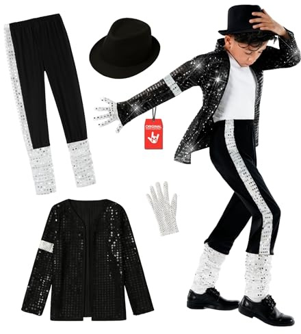 Morph Kids Popstjärnkostym Pojkar - 80-tal Discodräkt & Utklädnadsdräkt Barn för Halloween & Musikkalas