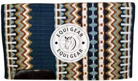 EQUIGEAR Western Ranch Horse Satteldecke aus neuseeländischer Wolle, Western-Design, handgefertigte Satteldecke, Wollpolster, Sensor Flex (Anpassung möglich), WW1 (34x38)