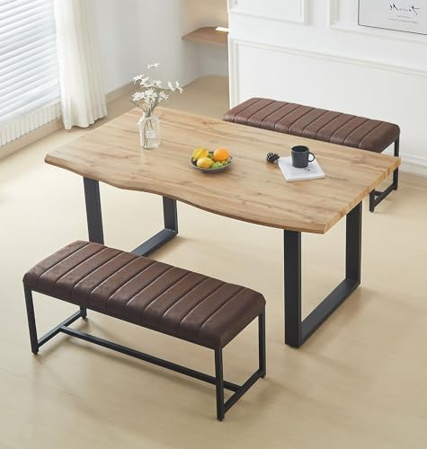 Hallowood Furniture Cullompton Large Wooden Dining Table and Bench Set of 2