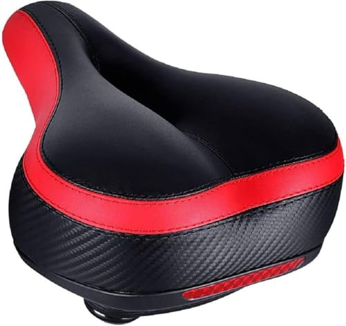 TONBUX Sella per Bicicletta Comoda, Sella Bici Comoda in Gel Ergonomico Impermeabile,Uomo Donna Sella Bici con Riflettenti per Bici da Strada, Mountain Bike, City Bike (Rosso)