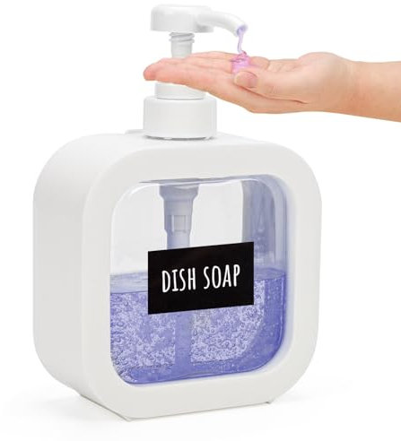 Segbeauty Seifenspender für Küche, 1 Stück 500 ml Spender für Shampoo und Duschgel, leere Shampooflasche, Pumpenflasche mit Etiketten (weiß)