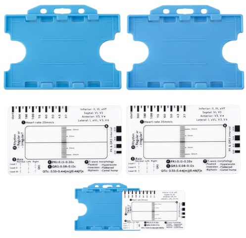 2pcs Électrocardiogramme 7 Step Ruler, Plastique Règle Transparente Carte avec Boîtes de Rangement pour l'Interprétation Essentiels pour les Infirmières et les Professionnels de la Santé