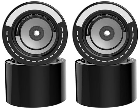 90mm 78A Skateboard Wheels, Soft PU Longboard Wheels for Cruising, Carving, Commuting and Electric Skateboards, Smooth Cruiser Wheels for Rough Roads, Set of 4