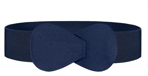 JasGood Damen Breiter Elastischer Taillengürtel Stretch Kleider Gürtel für Damen Hüftgürtel mit Modische Schnalle,Marineblau,90cm