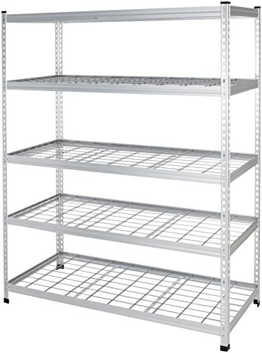 Amazon Basics Heavy Duty 5 Shelf Storage Shelving Unit, High-Grade Aluminum, Shelves, Adjustable Height, 60 x 24 x 78, Silver
