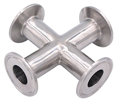 Dernord 4 Way Cross Clamp Fits 1.5 Tri-clamp Sanitary Fitting Stainless Steel 304, 38mm Pipe OD (Pipe OD: 25mm)