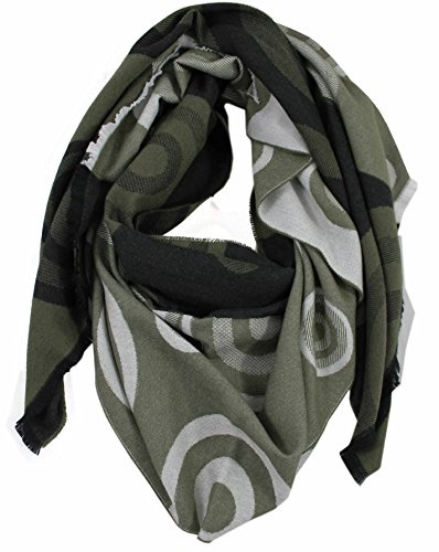 Rotfuchs® Schal Webschal Two-Tone & Grafik Look - grün schwarz modisch 100% Baumwolle