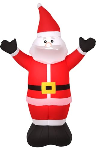 HOMCOM 4ft Inflatable Christmas Santa Claus Xmas Decoration 1 LED Holiday Air Blown Yard Outdoor Décor
