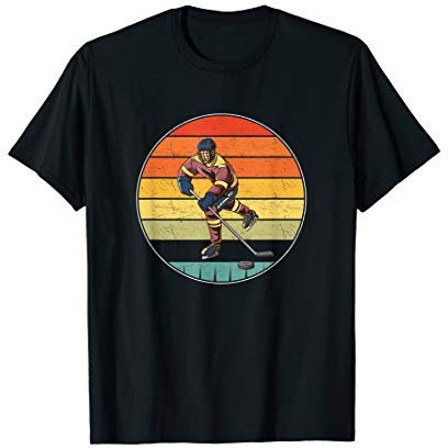 Vintage Eishockey Spieler Retro Ice Hockey Eis Xmas Geschenk T-Shirt