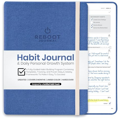 The Reboot Journal – vanadagbok för att bygga positiva livsförändringsvanor – guidad daglig självförbättringsritning med vanasätare – påskynda din personliga tillväxt – odaterad hälsodagbok