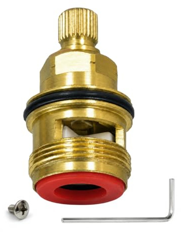 Ceramic Mixer Tap Cartridge 1/4 Turn 28 Spline Franke Ascona Clockwise | Brass Body, Ceramic Disc Valve, 38mm, 1/2 BSP, Model 3308R, Wrench and M4 Screw Included