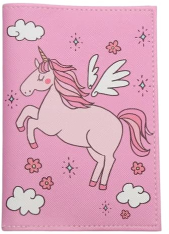 Reisepasshülle mit Einhornmotiv, für Mädchen, Damen, Urlaub, Ausweis, UK-Verkäufer (Rosa)