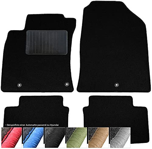 moto-MOLTICO Fußmatten Auto - Velours Autoteppiche passend für Kia Sportage II Hyundai Ix35 (2009-2015) - 4-teiliges Set - Schwarze Automatten mit Schwarzen Ziernähten