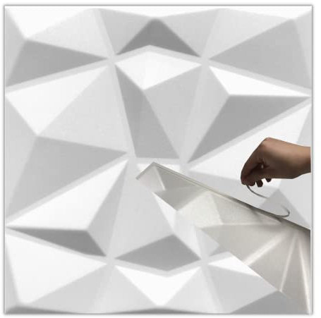 10qm / 3D Wandpaneele !!!Selbstklebend!!! Wandverkleidung Deckenpaneele Platten Paneele DIAMANT WHITE POLYSTYROL MATERIAL (10qm = 40Stück)
