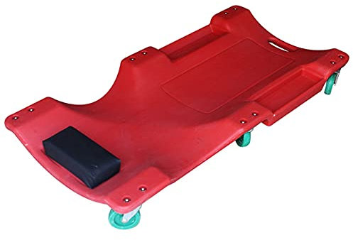 ARCH Werkstatthocker, Mechaniker-Rollbrett Werkstatt, Auto Dolly Ergonomischer Körper Mit Gepolsterter Kopfstütze, Dual-Werkzeugschalen Und Bequemer Griff, 350 Pfund Kapazität Rot