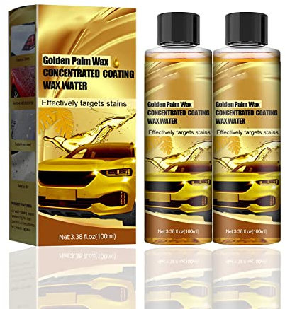 Golden Carnauba cera per autolavaggio, 3 in 1 rivestimento in ceramica cera per auto vernice sigillante, 100 ml pasta lucidante idrofobica cera per rivestimento rapido (2PCS)