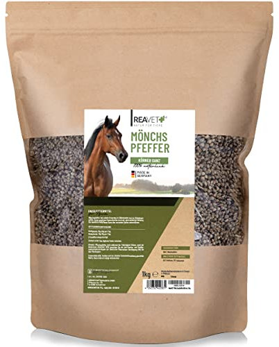 ReaVET Mönchspfeffer für Pferde 1kg – ganze Samen I Mönchspfeffer naturrein in Premiumqualität, Artgerechtes Einzelfuttermittel für Pferde, Kräuter frei von Zusatzstoffen
