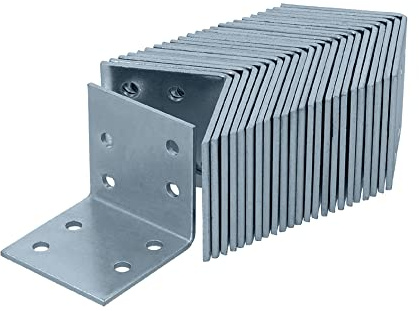 HELPMATE – 24 pièces équerre metal perforées – 40x40x40 mm – Équerre de fixation galvanisé & passivé bleu – Connecteur bois avec une excellente protection contre la corrosion