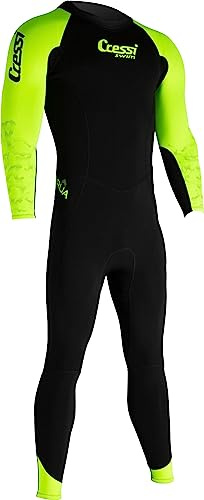 Cressi Karua Man Monopiece Swimsuit Black/Lime 3/2mm, L - Traje de Baño de Una Pieza para Hombre en Neopreno de Espesor Variable 3+2 mm, Negro/Lima, L