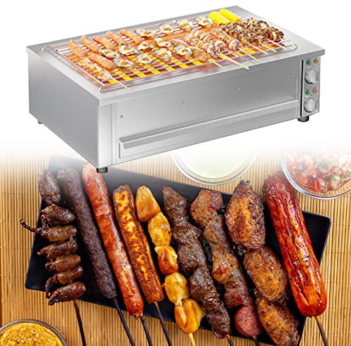 Gril sans Fumée, Barbecue Electrique D'intérieur. 6000W, Barbecue Electrique Grills Électriques D'extérieur de Table Portable, Surface 604x345mm, Barbecue D'intérieur ou Extérieur pour Balcon