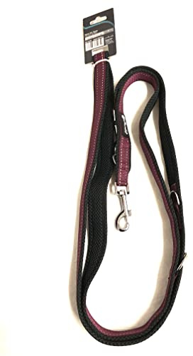Petlando Hundeleine Outdoor, Berry, 230x3cm | Für große Hunde, 3-fach verstellbare Führleine, reflektierend, weiche Mesh-Polsterung, starke Karabiner, Umhängeleine