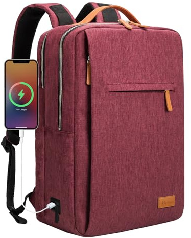 Hp hope Laptopryggsäck dam och herr, 22 l handbagage för 15,6 tum bärbar dator, skolryggsäck med USB-laddningsport, vattentät ryggsäck för resor, arbete, flygresor