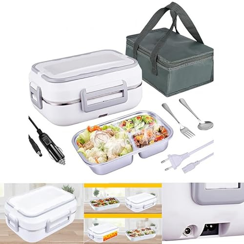 LANMOU Scaldavivande Elettrico Portatile, 1.5L Lunch Box Elettrico Lunchbox Elettrica Acciaio InoxScaldavivande Elettrico Scaldavivande Elettrico Portatile Acciaio Inox Riscalda Cibo in Pochi Minuti