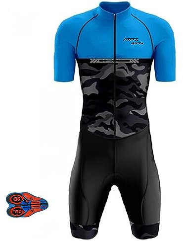 FFFF & OLFEH Herren Pro Trisuit Kurzarm Triathlonanzug, Triathlon Anzug Kurzarm Trisuit SpeedSuit Skinsuit Sike Triathlon Tri Suit,Triathlon-Anzug für Herren (FA10,M)