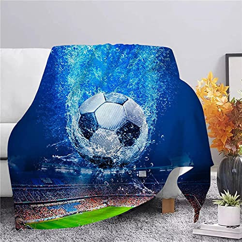 okoikfc Kuscheldecke Flauschig 220x240 cm 3D Fußball Decke Fleecedecke - Wohndecke, Sofadecke XXL, Decke Couch Blanket, Kuscheldecke Große, Sofa überwurfdecke
