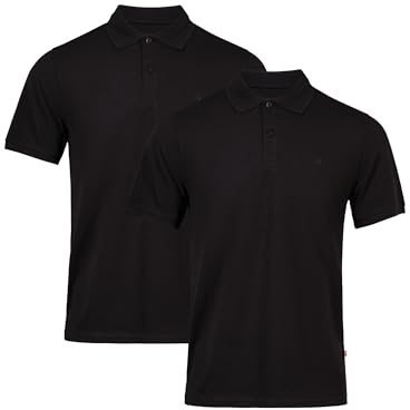 DANISH ENDURANCE Polotröja för Män, Ekologisk Bomull Klassisk Passform, Mjuk & Bekväm, Kort ärm, 2 -pack, Svart 2-pack, M