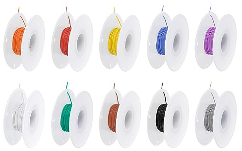 QUARKZMAN 30AWG Kabel Elektrischer Draht 0,05 mm² Verzinntes Kupferkabel 9 Meter Stromkabel 10 Farben, Hohe Temperatur Leitung Erdkabel Litzenkabel Verlängerungskabel für Kfz Kabelkanal