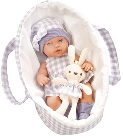 ISAKEN Mini Newborn Baby Puppen Reborn Babypuppe mit Schlafkorb, Realistisch Silicone Doll Weichkörper Lebensechtes Waschbare Realistische Puppen Miniatur Puppenspielzeug für Kinder Jungen Mädchen