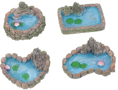 Toddmomy 4 Stück Mini-Pool Feengartenschmuck Figuren Zubehör Für Fischaquarien Outdoor-dekor Teich Mikrolandschaftsornament Künstlicher Pool Miniatur Harz Märchengarten