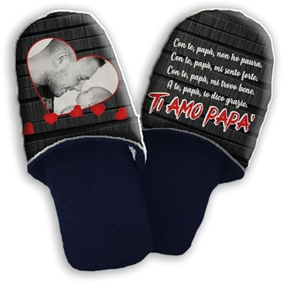 Pantofole Ciabatte in Spugna Personalizzate con Foto 36 37 38 39 40 41 42 43 44 45 Idea Regalo Festa del papà Uomo Compleanno per Lui Natale ''Ti Amo papà Dedica'' con Foto