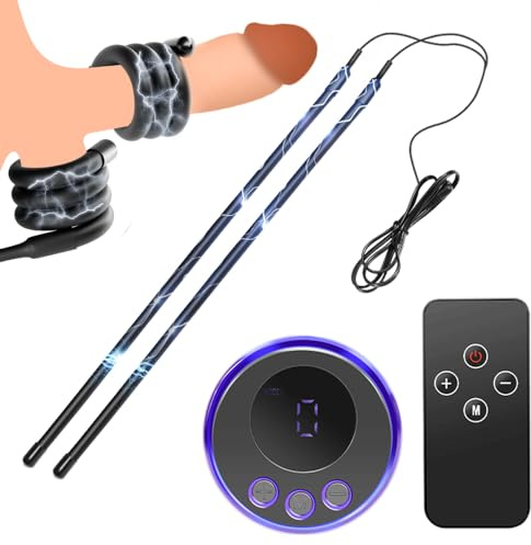 Jpscor Elektro Shock Penis Trainer Silikon Umgeben Elektrostimulation Penisringe Hodenring Bondage Reizstromgeräte mit Host und Fernbedienung SM E-Stim Extrem Sexspielzeug für Männer Paare