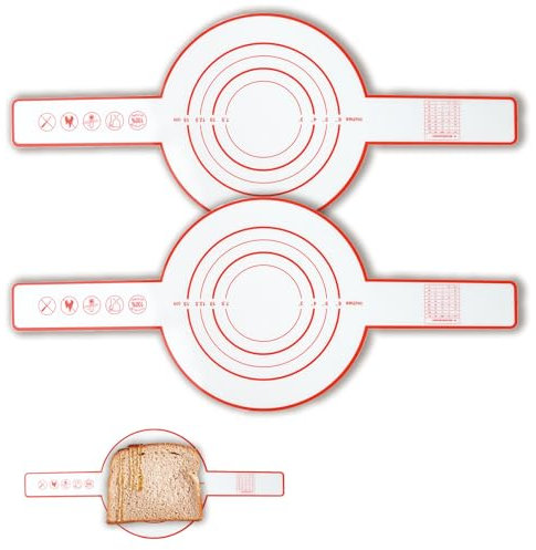 2 Pieces Silicone Baking Mat for Dutch Oven Baking Mat Reusable Dough Droplets Baking Mat with Handles Bread Baking Mat with Long Handles Multi Function Bread Mat Dutch Oven